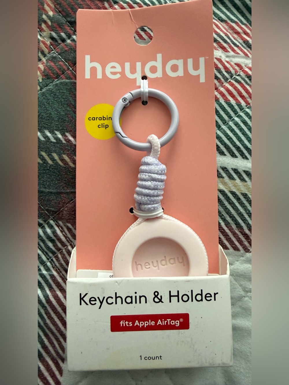 Target Heyday Pink AirTag Keychain & Holder with White Rope Loop